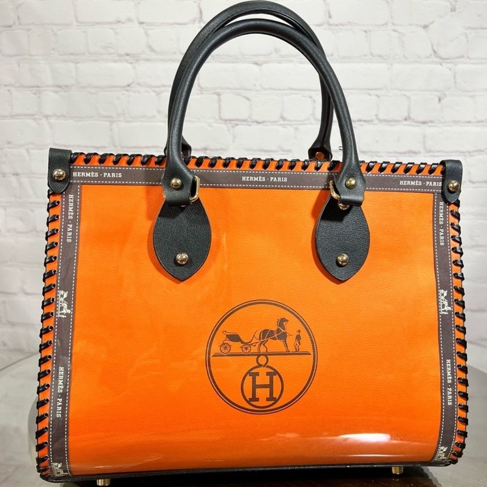Hermes Gift Bag made into a Beautiful tote bag (by me) *NOT an Hermes Product - Picture 4 of 12